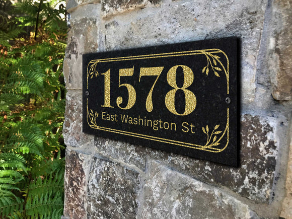 THE SAVANNA Address Plaque with Engraved Numbers. Address Sign Made from Solid, Real Stone. Ships in 2-3 Days. Measures 12