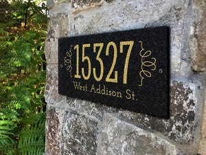 THE DAISY Address Plaque with Engraved Numbers. Address Sign Made from Solid, Real Stone. Ships in 2-3 Days. Measures 12" x 6" x 0.375", 4 colors