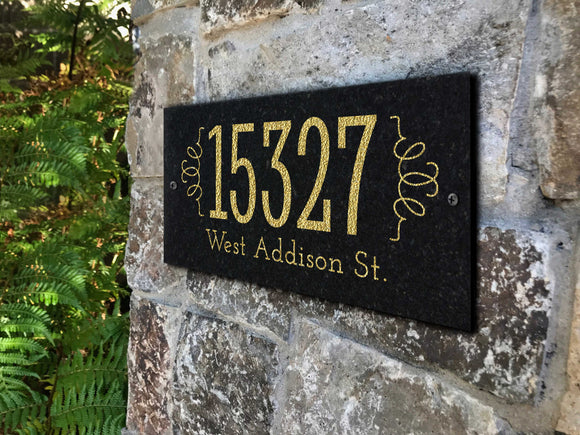THE DAISY Address Plaque with Engraved Numbers. Address Sign Made from Solid, Real Stone. Ships in 2-3 Days. Measures 12