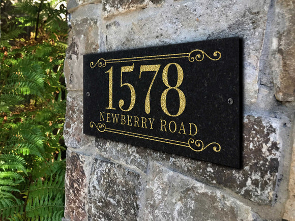 THE VIOLA Stone Address Plaque with Engraved Numbers. Address Sign Made from Solid, Real Stone. Ships in 2-3 Days. Measures 12