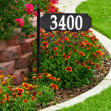 NIGHTBRIGHT SCROLL Black and White Post Address Sign, with 4" reflective numbers