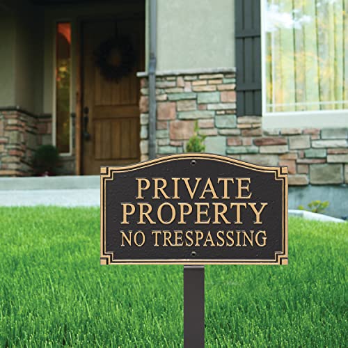 Private Property Sign No Trespassing yard plaque with stake