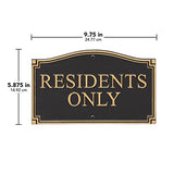 Residents Only Wall Sign Private Property Sign No Trespassing plaque