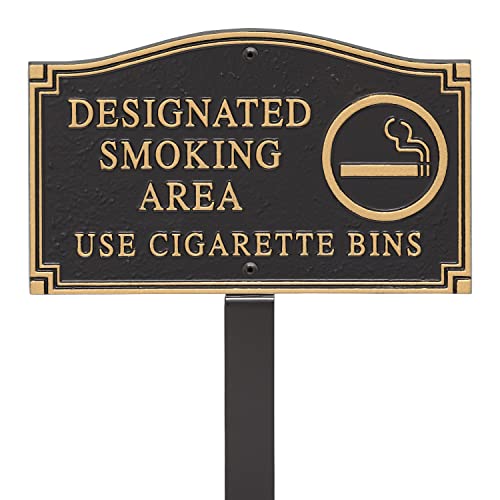 Smoking area sign yard plaque with stake