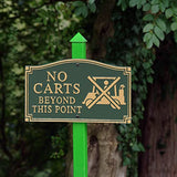 No Golf Cart yard sign plaque with stake