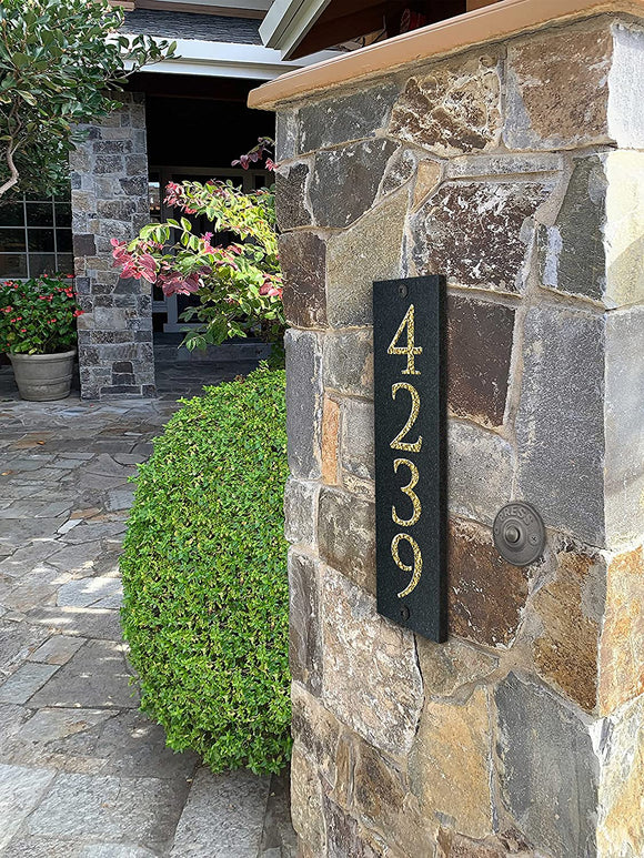 VERTICAL Stone Address Plaque with Engraved Numbers. Address Sign Made from Solid, Real Stone. Ships in 2-3 Days. Measures 18