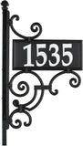 NIGHTBRIGHT IRONWORK Black and White Post Address Sign, with 4" reflective numbers
