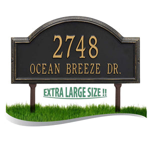 The Lawn Mount, Providence Arch LARGE ESTATE PLAQUE -- 6 SIGN COLORS AVAILABLE, Measures 22.5" x 12" x 1.25", Comes with two 20" stakes