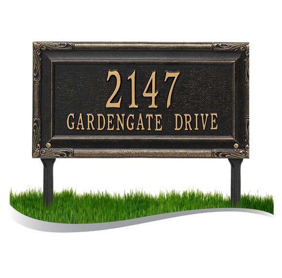 LAWN MOUNTED Gardengate Address Plaque -- 12 SIGN COLORS AVAILABLE, Measures 18