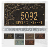 The Spring Blossom Address Plaque ( Wall Mounted ) -- 6 SIGN COLORS AVAILABLE, Measures 20.25" x 11.5" x 0.375"