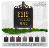 The Lawn Mounted Lanai Address Plaque -- 7 SIGN COLORS AVAILABLE, Measures 15" x 11" x 0.375", Comes with 20" lawn stakes