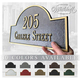 Address Plaque Arch Top with Street Name (wall mounted) - 10 SIGN COLORS, Measures 15.75" x 9.25"