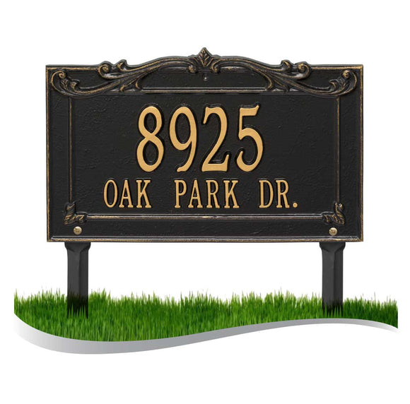 Personalized Cast Metal Address plaque - The Sheridan Grande Lawn sign Display your address Custom house number sign. Measures - 14.5