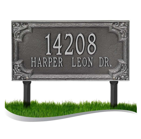 Personalized Cast Metal Address plaque - The Penbrook Grande Lawn sign Display your address Custom house number sign. Measures - 16.5
