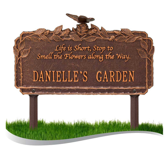 Personalized Cast Metal Yard Plaque - The Butterfly Rose Quote Lawn sign. Measures - 17