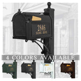 Personalized Whitehall Deluxe Capitol Mailbox with Side Address Plaques & Post Package -- 4 COLORS AVAILABLE, DIMENSIONS - 9.625" X 13" X 20.37"