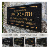 Stone Dedication Plaque with Engraved Text. Display Your Family Name On Solid, Real Stone. Four Colors Available. Ships in 2-3 Days. Measures 12" x 6" x 0.375", 4 colors