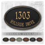 The Concord Oval Estate Address Plaque -- 6 SIGN COLORS AVAILABLE, Measures 20.5" x 13.25" x 1.25"