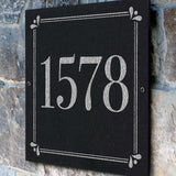 THE SPRING LEAF SQUARE Stone Address Plaque with Engraved Numbers. Address Sign Made from Solid, Real Stone. Measures 12" x 12" x .375",4 COLORS,