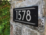 THE ART DECO Stone Address Plaque with Engraved Numbers. Address Sign Made from Solid, Real Stone. Ships in 2-3 Days. Measures 12" x 6" x 0.375", 4 colors
