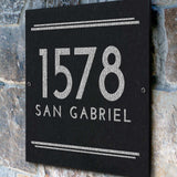 THE ART DECO SQUARE Stone Address Plaque with Engraved Numbers. Address Sign Made from Solid, Real Stone. Measures 12" x 12" x .375",4 COLORS,