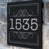 THE SCROLL SQUARE Stone Address Plaque with Engraved Numbers. Address Sign Made from Solid, Real Stone. Measures 12" x 12" x .375",4 COLORS,