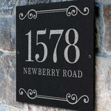 THE VIOLA SQUARE Stone Address Plaque with Engraved Numbers. Address Sign Made from Solid, Real Stone. Measures 12" x 12" x .375",4 COLORS,