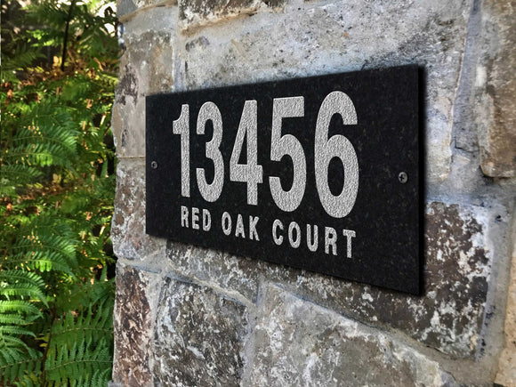 THE PALISADES Stone Address Plaque with Engraved Numbers. Address Sign Made from Solid, Real Stone. Ships in 2-3 Days. Measures 12