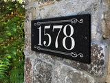 THE VIOLA Stone Address Plaque with Engraved Numbers. Address Sign Made from Solid, Real Stone. Ships in 2-3 Days. Measures 12" x 6" x 0.375", 4 colors