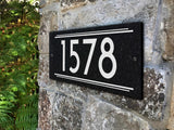 THE ART DECO Stone Address Plaque with Engraved Numbers. Address Sign Made from Solid, Real Stone. Ships in 2-3 Days. Measures 12" x 6" x 0.375", 4 colors